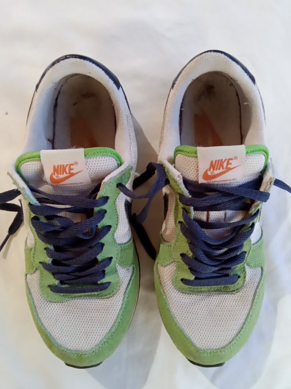 Nike sneakers green and navy blue, suede,size 6